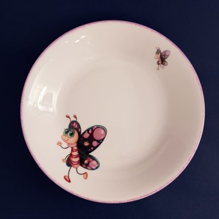 Soup plate "Pink butterfly"