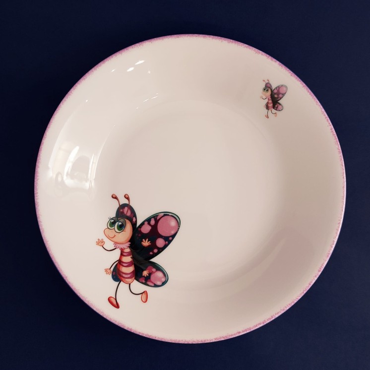 Soup plate "Pink butterfly"