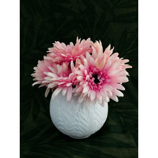 Vase boule "Feuille de Châtaignier" en biscuit de porcelaine
