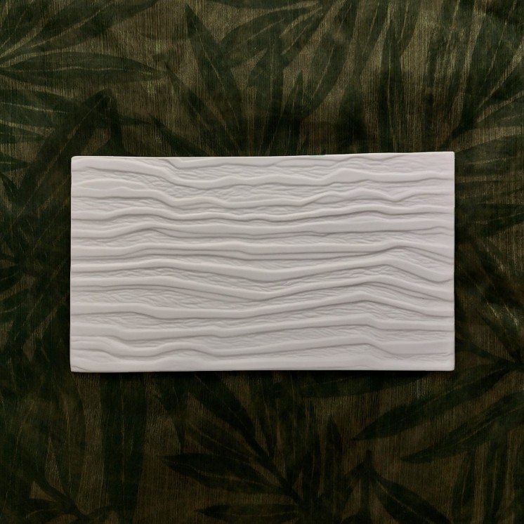 Rectangular bisque porcelain tray "Tree bark"