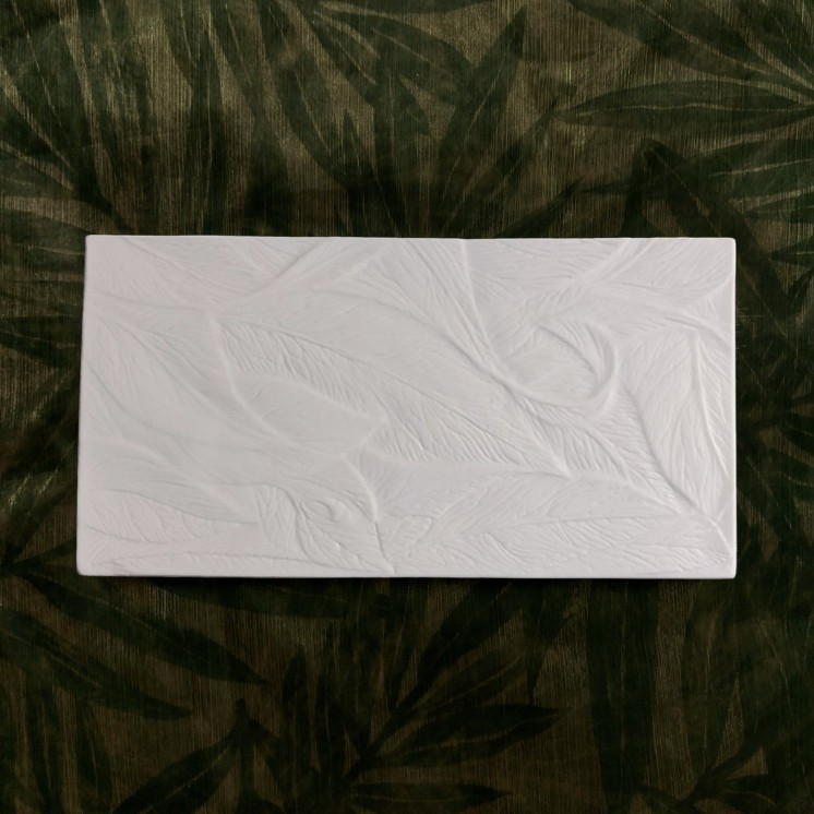 Rectangular bisque porcelain tray "Foliage"